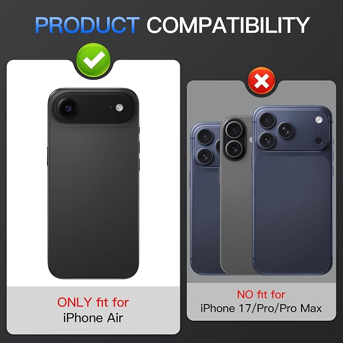 Suoman 2-pack for iPhone 17 Air Camera Lens Protector, Glitter Diamond Individual Metal Tempered Glass Camera Lens Cover [Strong-Adhesion][Does not Affect Night Shots]-Black - Image 2
