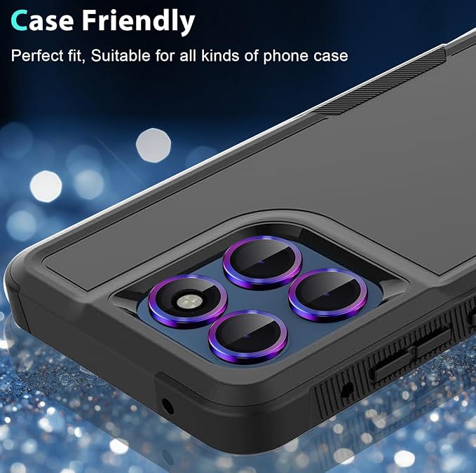 2 Set for Motorola Edge 2025 Camera Lens Protector, 9H Tempered Glass Camera Cover Protector Metal Ring Decoration Accessories (Color) - Image 6