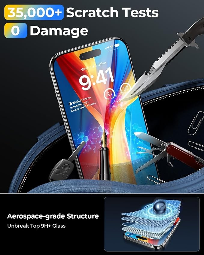 2+2 Packs for iPhone Air Screen Protector,with Camera Lens Protector | [TOP 9H+ Glass][Zero Bubble][10X Military Protection] iPhone Air Tempered Glass Full Edge Coverage, HD Clear, Case-Friendly - Image 6
