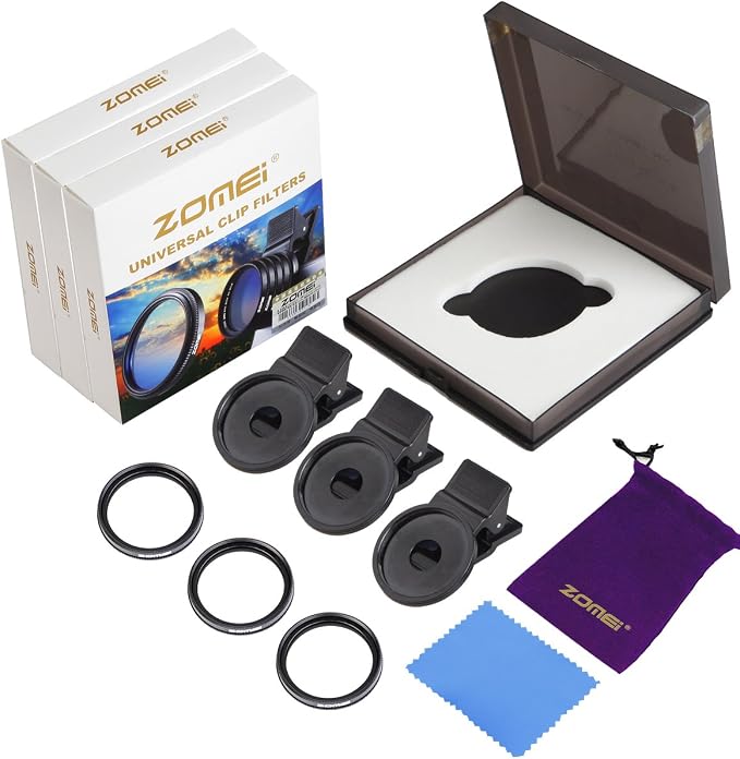 Zomei 4 in 1 Professional Mobile Phone Filter Set - 37mm 4, 6, 8 Point Star Filters with Clip Kit for iPhone, Huawei, Samsung, Xiaomi Smartphones - Image 4
