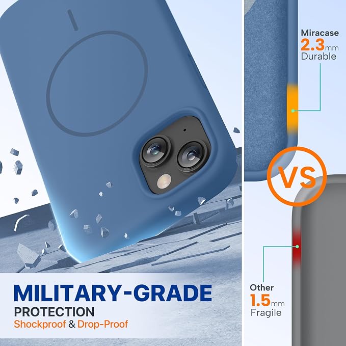 miracase Designed for iPhone 13 Case, [Soft Anti-Scratch Microfiber Lining], Shockproof Liquid Silicone Rubber Phone Case Cover for 13 6.1 inch, Glass Blue | Compatible with MagSafe, Soft Microfiber Lining, Premium Silicone Cover Shockproof Drop Protec... - Image 3