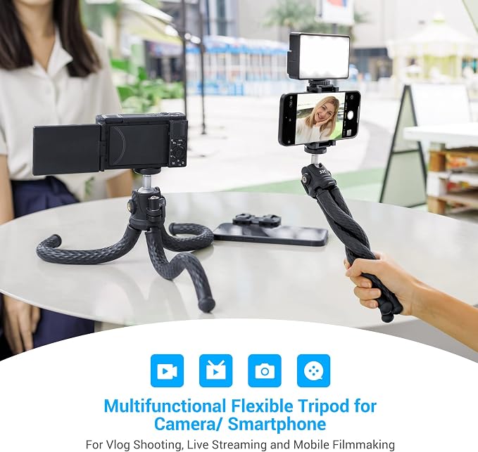 JJC Flexible Mini Tripod Octopus Stand for Sony ZV-1F ZV-1 Canon M50 G7X | Bendable Selfie Stick for Sony RX100 A6100 A6400 Fujifilm X-T5 X-T4 X-T30 & More Camera [Phone Clamp Included] - Image 2