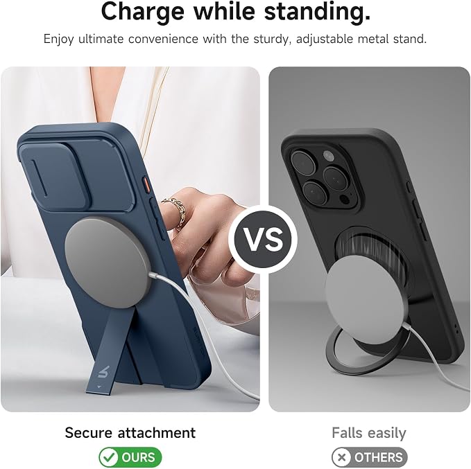 SURITCH for iPhone 16 Pro Max Case with Magnetic Camera Slide Cover and Adjustable Kickstand, Compatible with MagSafe, Shockproof Bumper Case Slim Protective Cover 6.9 Inch, Blue - Image 5