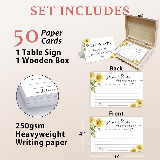 Share A Memory Card for Celebration Of Life - 50 Pcs Memorial Cards, Memory Box for Graduation Wedding, Funeral Keepsake for Celebration Of Life Decorations -A04 - Image 2