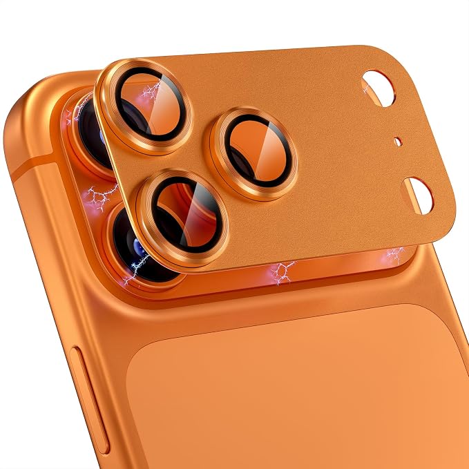 Choiche for iPhone 17 Pro Camera Lens Protector, Orange | Metal Camera Cover with 9H Tempered Glass Lens Screen Protector Accessories, Strong Adsorption, Case-Friendly, 6.3-inch by Choiche