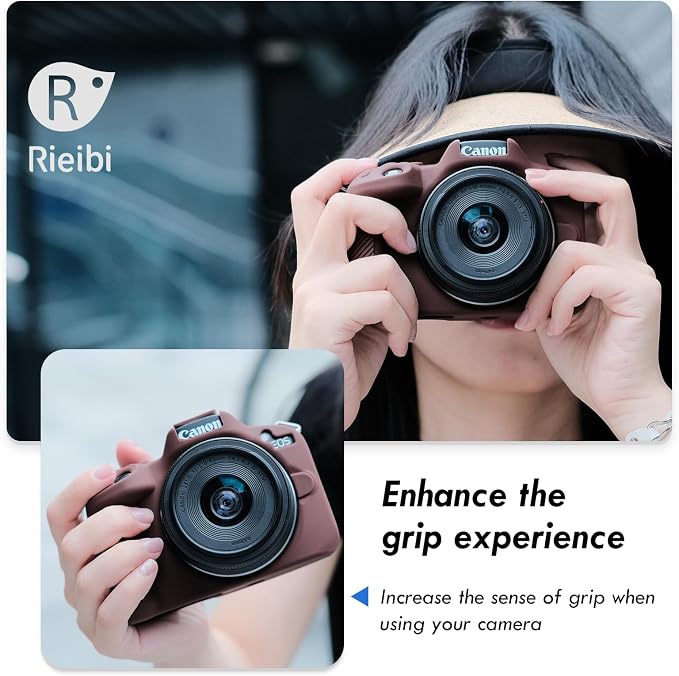 Rieibi EOSR50 EOS R50 Case, Soft Silicone Protective Case for Canon EOS R50 EOSR50 Vlogging Camera, Lightweight EOS R50 Camera Case Grip Cover Body Skin - Coffee - Image 7