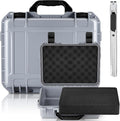Relaxweex 1 Pcs Waterproof Hard Case with DIY Customizable Foam Insert Portable Protective Case with Knife for Camera Drones Equipments Tools Test Instruments(Gray,8.5 x 6.5 x 3.7 Inch) by Relaxweex