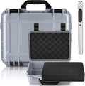 Relaxweex 1 Pcs Waterproof Hard Case with DIY Customizable Foam Insert Portable Protective Case with Knife for Camera Drones Equipments Tools Test Instruments(Gray,14.3 x 11.4 x 4.5 Inch) by Relaxweex