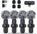 4 Mini Microphone Wireless Microphones Systems for iPhone Android Phone Pad Computer, Pro Clip On Small Lavalier Lapel Mics Tiny for Content Creators Video Recording Vlogging, 48KHz 24Bit by ZERFUN