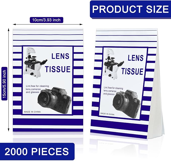 Outus 1000 Pcs Lens Cleaning Paper with 2 Cloths Camera Optics Wipe Booklet | Lint-free Tissue for Camera Lenses, Eyeglasses, Screens, Microscopes, Includes 2 Double Sided Microfiber Cleaning Cloths - Image 3