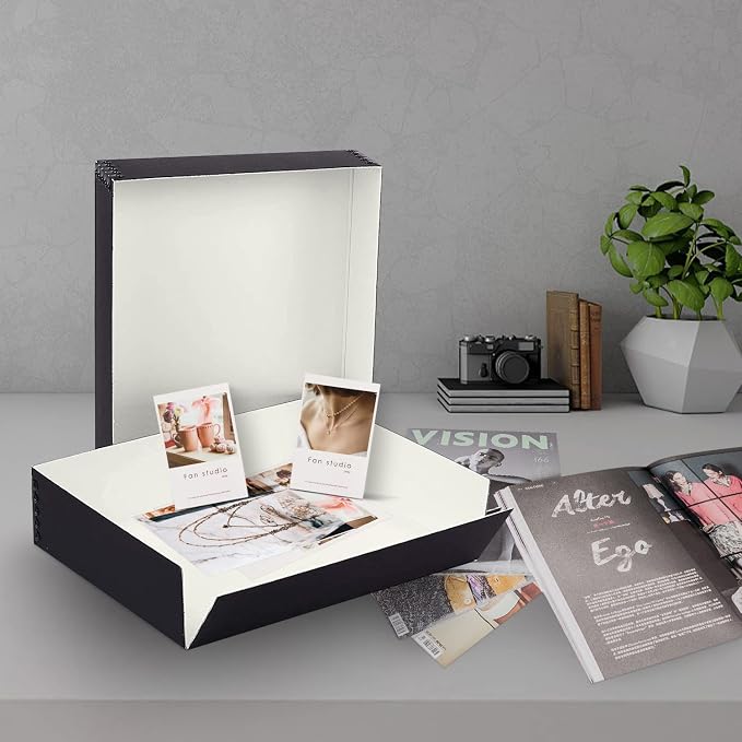 Lineco Museum Archival Storage Box, Drop Front, 9.75x12.75x3 in, Black | Acid-Free with Metal Edge, Preserves Picture Longevity, Organize Photos, Newspapers, Prints, Documents, Crafts, DIY - Image 6