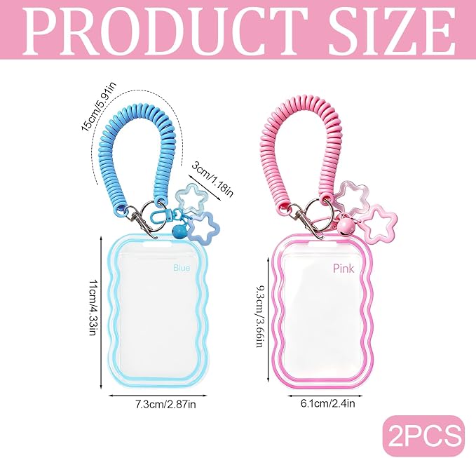 2 Pack Cute Photocard Holder Keychain,Kpop Photo Card Holder | Creative Photo Protector Keychain Accessories for Bus Card, Daily Display & Travel Decorations Gifts - Image 2