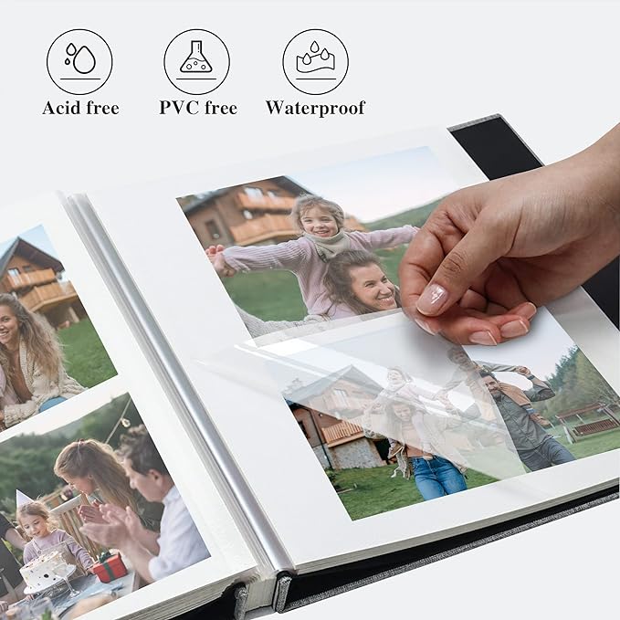 Vienrose Large Self Adhesive Photo Album with Window 13x12.6 60 Pages Red | Linen Cover, Scrapbook, Fits 4X6 8X10 10X12 Pictures, Metallic Pen, Diy - Image 4
