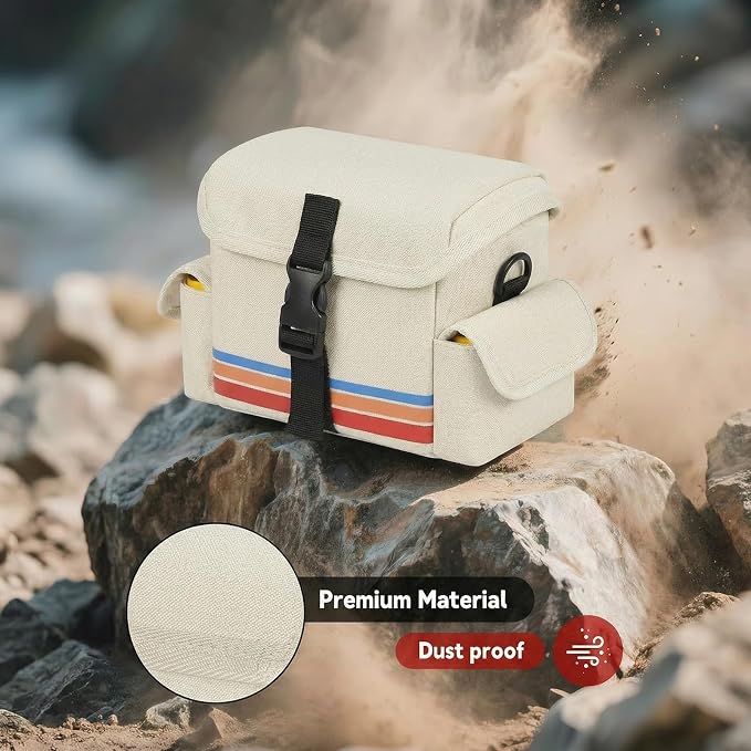 Camera Case Compatible with Polaroid Now, Now+ & OneStep+, Crossbody Bag | Custom-Fit Camera Case for Polaroid Now 2nd/3rd Gen, With A Shoulder Strap And Organized Accessory Storage - Beige - Image 4