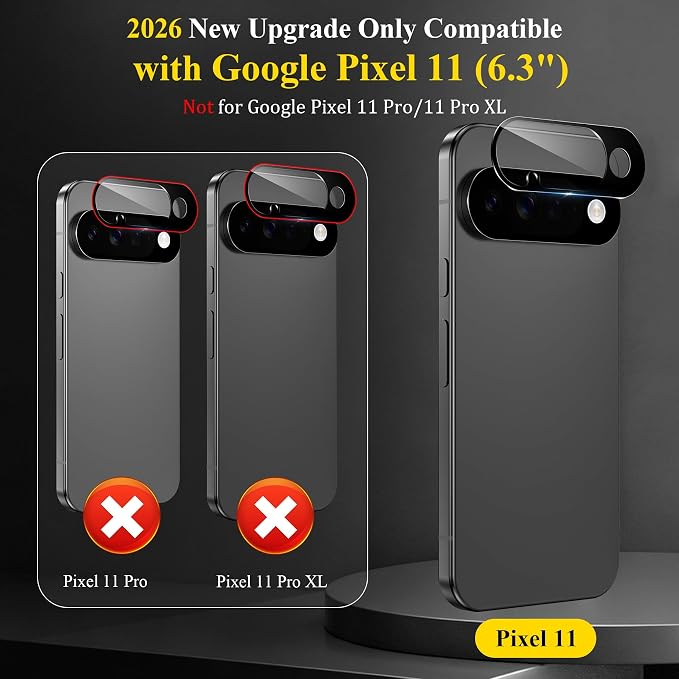 4 Pack Camera Lens Screen Protector Compatible with Google Pixel 11 | 9H Tempered Glass Camera Lens Cover Decoration, Scratch-Resistant, Case Friendly, High Definition(Not for 11 Pro/Pro XL) - Image 2