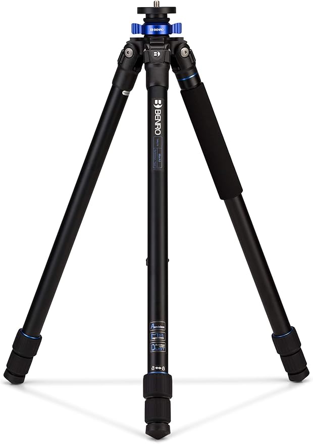 Benro Mach3 Aluminum Series 2 Tripod, 3 Section, Twist Lock Legs, Monopod Conversion, Twist Lock Legs, 15.2" Maximum Height, 26.5 lb. Load Capacity- Black (TMA27A) | Includes spiked feet, short column and case for travel, stability and storage - Image 3
