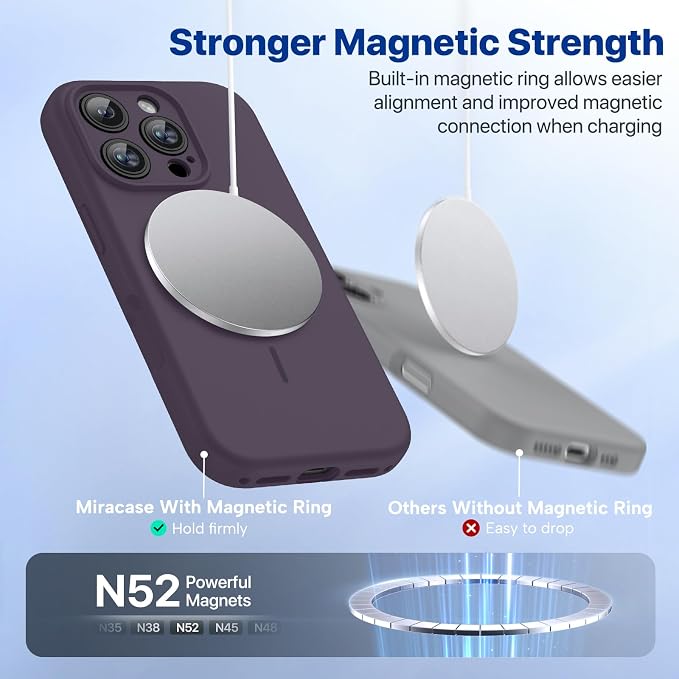 miracase Magnetic for iPhone 16 Pro Max Case, [Soft Anti-Scratch Microfiber Lining], Compatible with MagSafe, Liquid Silicone Case Shockproof Drop Protection Phone Case for 16 ProMax, Dark Purple - Image 5