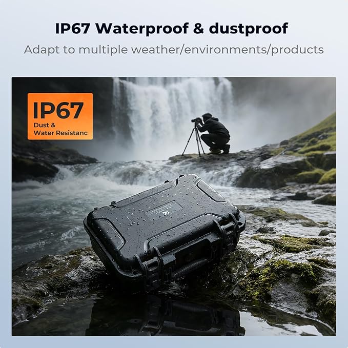 K&F CONCEPT Waterproof Hard Case, IP67 Protective Case with Pre-Scored Foam | Pick & Pluck Foam, Waterproof, Dustproof, Shockproof, HardShell Case for Camera & DJI Drone & Equipment Storage, BC01 - Image 2