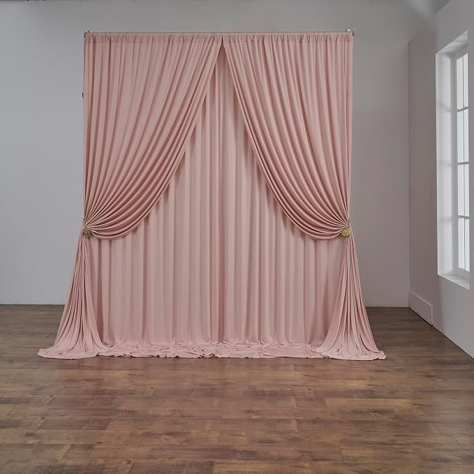 10 ft x 10 ft Dusty Pink Backdrop Curtains for Parties, Wrinkle Free Dusty Pink Photography Backdrop Drapes for Wedding Boys Birthday Baby Shower Bridal Shower Party - Image 4