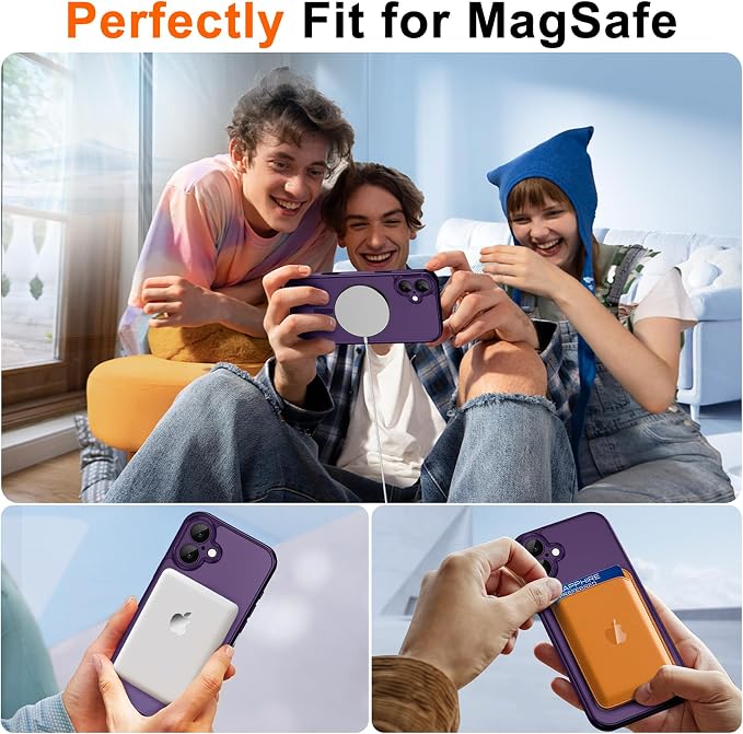 for iPhone 14 Pro Case with Privacy Screen Protector, Purple | Full Camera Protection, Translucent Matte Magnetic, Compatible with MagSafe, Shockproof Phone Cover, Slim Fit Women/Girls - Image 4