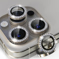 Choiche for iPhone 15 Pro/iPhone 15 Pro Max Camera Lens Protector | Ultra HD, Bling 9H Tempered Glass Camera Cover Screen Protector Metal Ring Decoration Accessories (Diamond-Titanium Natural) by Choiche