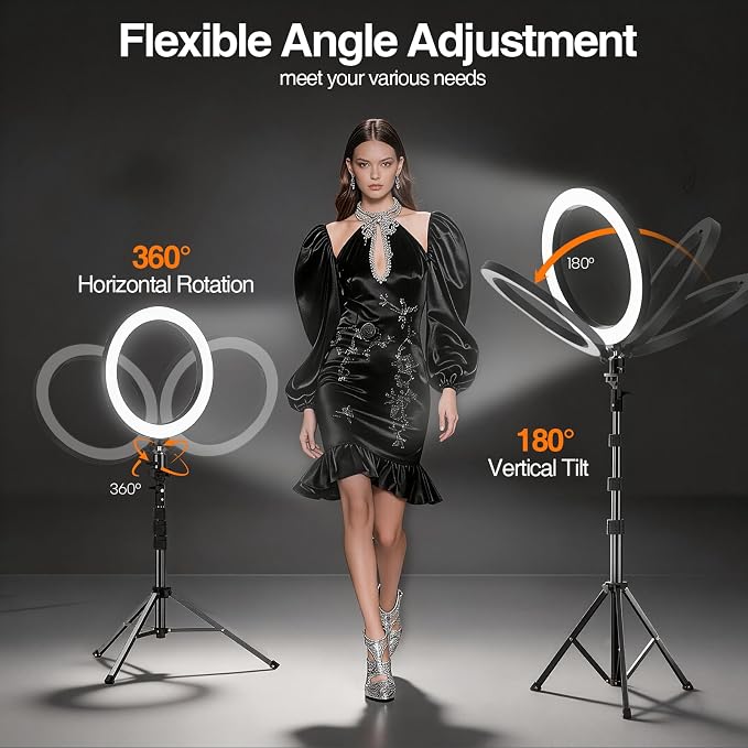 EMART 10'' Ring Light with 51'' Extendable Tripod Stand & Phone Holder | 16 RGB Colors 13 Dynamic Modes & 10 Brightness Levels Selfie Ringlight with Bluetooth Remote for Recording, Streaming, Makeup - Image 4