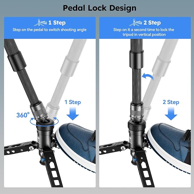 SIRUI SVM-165P Carbon Fiber Rapid Monopod, Pedal Feet, Twist Lock | 65" Height, 22LB Load, One-Step Height Adjustment, DSLR, Mirrorless Camera, Lightweight, Travel, Outdoor Shooting - Image 4