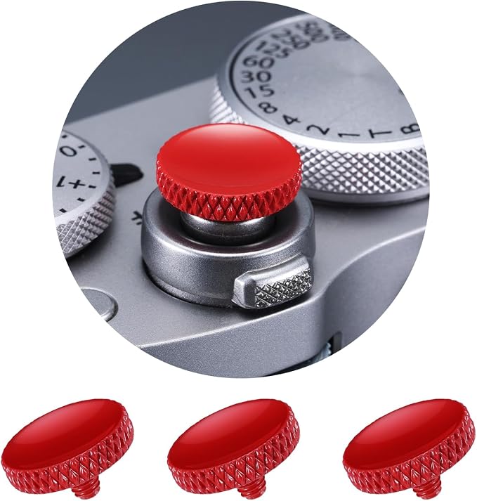 K&F CONCEPT Camera Shutter Button 3 PCS Red Quick Release Button Compatible with Fuji X-T5 X-T4 X-T30 X100VI X100V X-E4, Sony RX1RIII RX10VI RX10III RX100VII, Lei ca Q3 M10 M11, Compatible with Ni kon DF F3 - Image 2