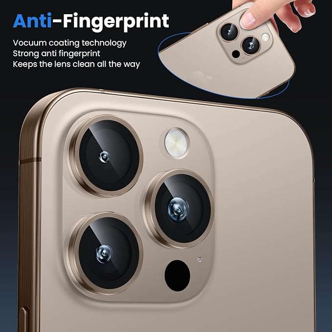 WSKEN for iPhone 16 Pro/iPhone 16 Pro Max Camera Lens Protector | Original Shooting Mode, Individual Metal Cover Film, Shatterproof HD Tempered Glass Camera Screen Protector, Desert - Image 4