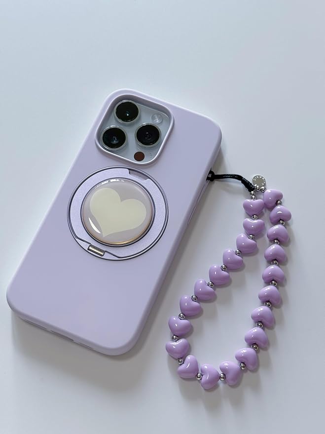 Drawwind Phone Charm Strap Cute Wrist Straps Cell Phone Charm String Y2K Aesthetic Lanyard Wristlet Chain for Case Camera AirPods Bags Keychains (Purple Hearts) - Image 2