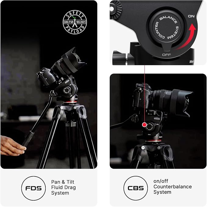 Manfrotto Video kit, Head 500 Series (Head 500x +Twin Leg Tripod) | Packaged with a durable carrying bag, 60mm Flat Base with XCHANGE compatibility for flexible mounting - Image 3