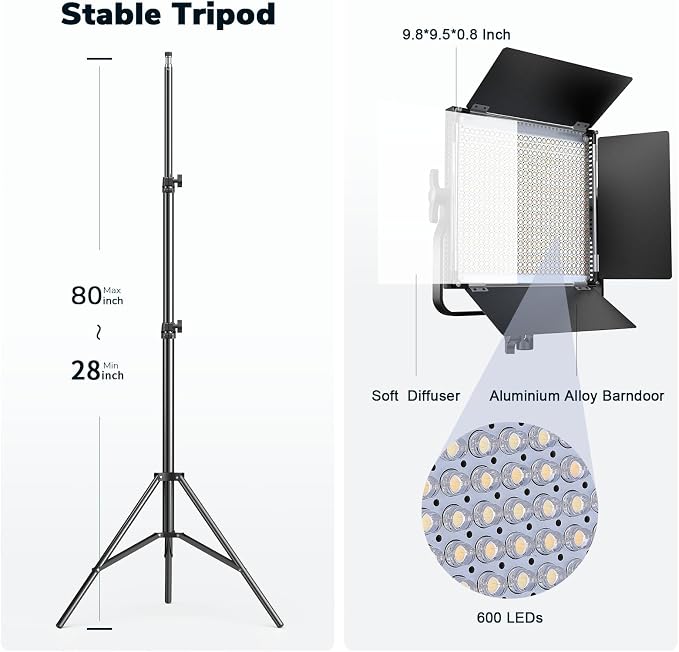 Pixel K80 Bi Color Photography Lighting with Remote, 2-Pack 45W 3200K-5600K Dimmable LED Video Light, Panel Light for Studio/Gaming/Streaming/YouTube/Videography/Film/Video Recording - Image 6