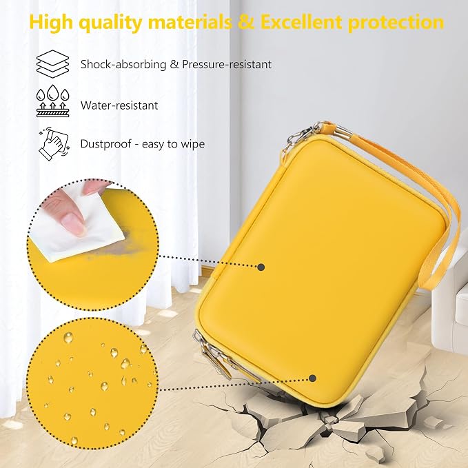 Carrying Case Compatible with Fujifilm Instax Mini EVO Instant Camera, INSTAX MINI EVO Camera Storage Holder Travel Bag with Mesh Pocket for Photos, USB Cables, Film, Yellow - Image 4