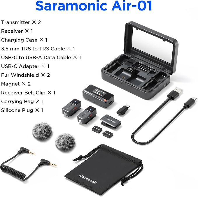Saramonic Air Wireless Microphone for iPhone/Camera/Android/PC, 48kHz/24-bit,120dB Max SPL, 300m Range, Noise Cancelling, 30h Use for Filmmaking and Content Creation (USB Type-C Version) - Image 9