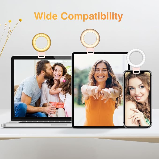 Clip on Ring Light, Kimwood Rechargeable 60 LED Selfie Ring Light for Phone, Laptop, Tablet (3 Models, 5 Level Brightness) - Image 6