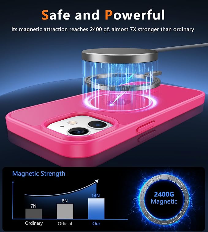 FNTCASE for iPhone 12/iPhone 12 Pro Case Hot Pink: Fit for MagSafe | Translucent Magnetic Camera Protection Slim Cases, 14FT Military Grade Drop Tested, Matte Shockproof Cover - Image 3