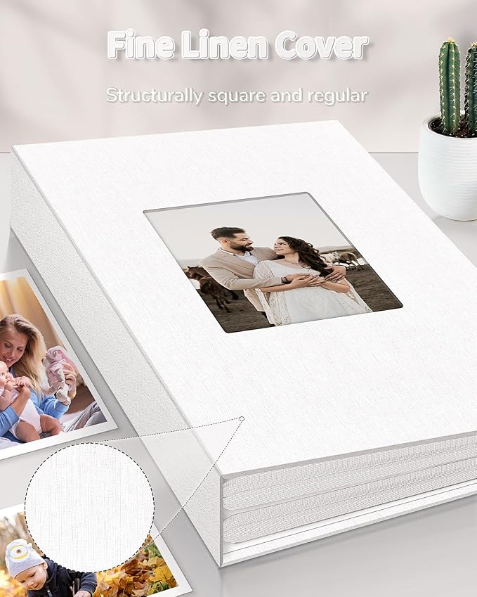 Artfeel Photo Album 4x6 with 300 Pockets,Slip-in Picture Albums,Linen Cover Memory Book with Front Window,White Page Vertical Photo Book for Wedding,Family,Anniversare,Baby,Vacation - Image 6