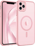 FNTCASE for iPhone 11 Pro Max Case, Fit for Magsafe, Full Camera Protection | Translucent Matte Magnetic Phone Back, 14FT Military Grade Drop Proof, Slim Shockproof Protective Cover, Light Pink by FNTCASE