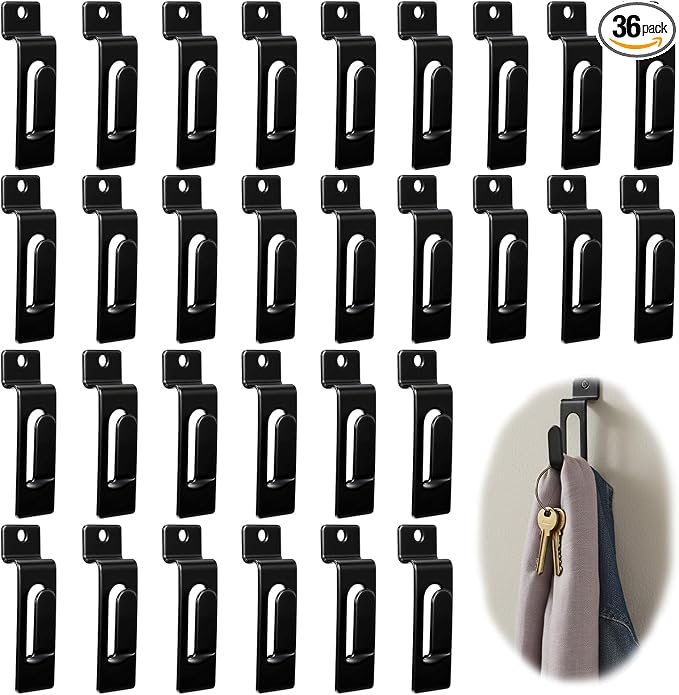 36 Pcs Slatwall Utility Notch Hook, Commercial Metal Display Hooks Hanger for Photo Frame Painting Arts Hanging, Slatwall Panel Accessories, Black by Unknown