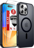 LeYi for iPhone-16-Pro Case: with Screen Protector X2, i Phone 16pro Cases Magnetic Cover Slim Funda para iPhone16 Procase Protective Women Men Rugged Military Grade Heavy Duty, Black by LeYi