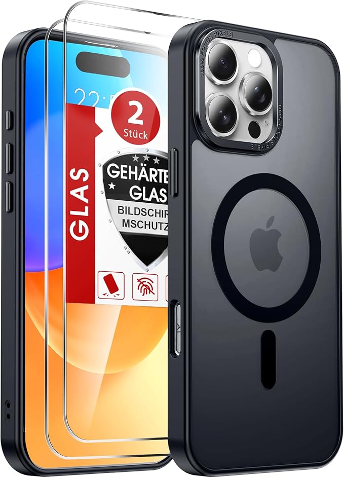LeYi for iPhone-16-Pro Case: with Screen Protector X2, i Phone 16pro Cases Magnetic Cover Slim Funda para iPhone16 Procase Protective Women Men Rugged Military Grade Heavy Duty, Black by LeYi