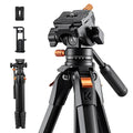 K&F CONCEPT 63" Camera Tripod with Fluid Head | Aluminum Travel Tripod, Smooth Pan/Tilt for DSLR/Mirrorless/Camcorder, Max Load 6.6lb, A305A1+FH-04 by KFCONCEPT