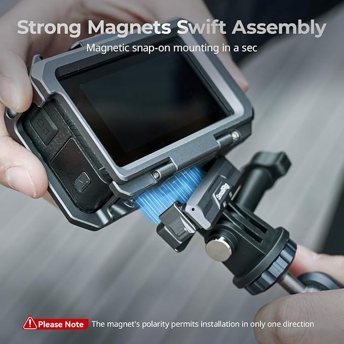 SMALLRIG Magnetic Mount Adapter for DJI Action 5/4/3/Osmo 360-3662B | Quick-Release Aluminum Base with 1/4" Thread, Foldable Connector for Tripods/Selfie Sticks/Vlogging Accessories - Image 3