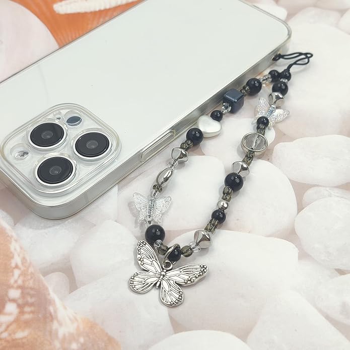 cioatu Phone Charms Cute Cherry Butterfly Cell Phone Lanyard Strap Wrist Strap for Bag Airpods Camera Pendants Decor - Image 5
