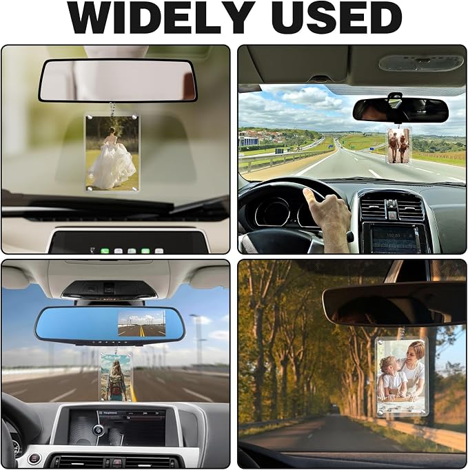 2Pcs Car Hanging Photo Holder Universal Magnetic Car Picture Frame Rear View Mirror Accessories Ornaments Decor Personalized Acrylic Transparent for Dads Gift - Image 7