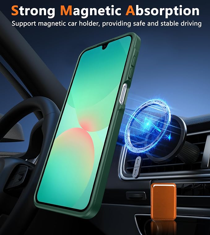 FNTCASE for Galaxy A26 5G Phone Case, Fit for Magsafe, Screen Protector | Translucent Matte, 14FT Military Grade Drop Protection, Slim Shockproof Protective, for Samsung A 26 4G Cover, Green - Image 4
