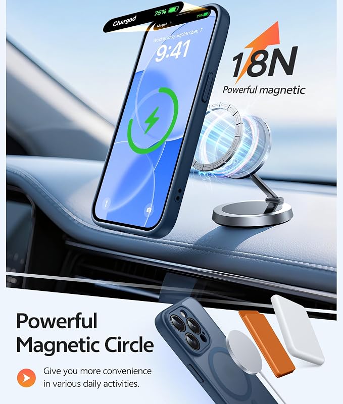 FNTCASE for iPhone 13 Pro Max Case, Fit for Magsafe, Full Camera Protection | Translucent Matte Magnetic Phone Back, 14FT Military Grade Drop Proof, Slim Shockproof Protective Cover, Blue - Image 3