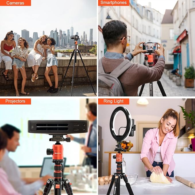 [Upgrade Version] GEEKOTO 77'' Aluminum Camera Stand & Monopod, Foldable Travel Gear with 360° Ball Head and Quick Release Plate for DSLR, Work, and Content Creation - Image 6
