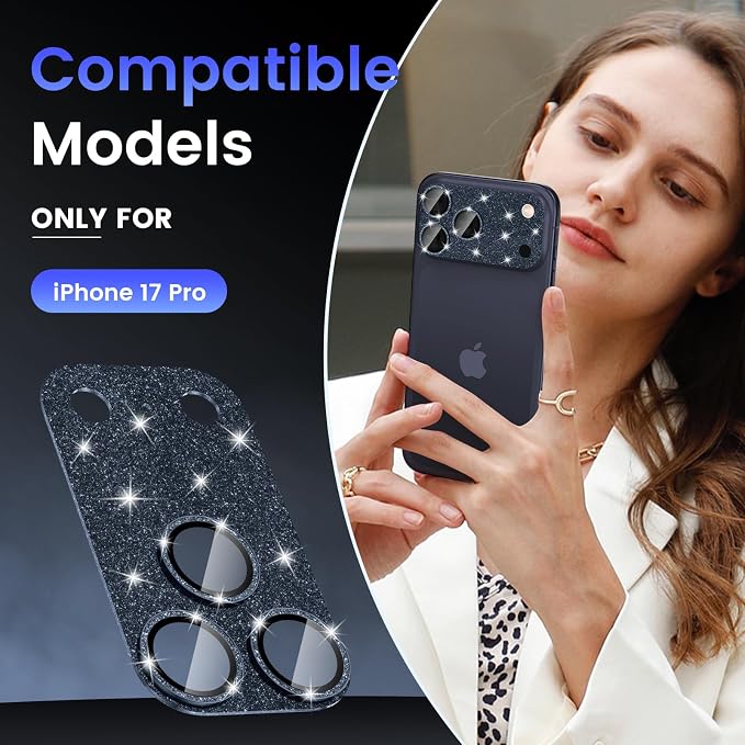 Tensea for iPhone 17 Pro Camera Lens Protector Bling | Metal Aluminum Alloy Tempered Glass Cover Camera Screen Protector Accessories, Case Friendly - Image 2