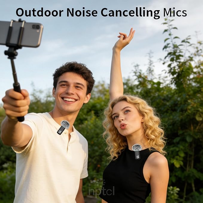 NPTCL Wireless USB Type C Microphone for iPhone 17/15/16 PC Laptop Computer | Noise Canceling, LED Digital Charge Display, 1100mAh Charging Case, Lavalier Mics for Content Creator Vlog Video Recording - Image 6